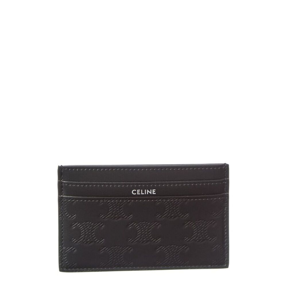 Celine Logo Leather Card Case, Black